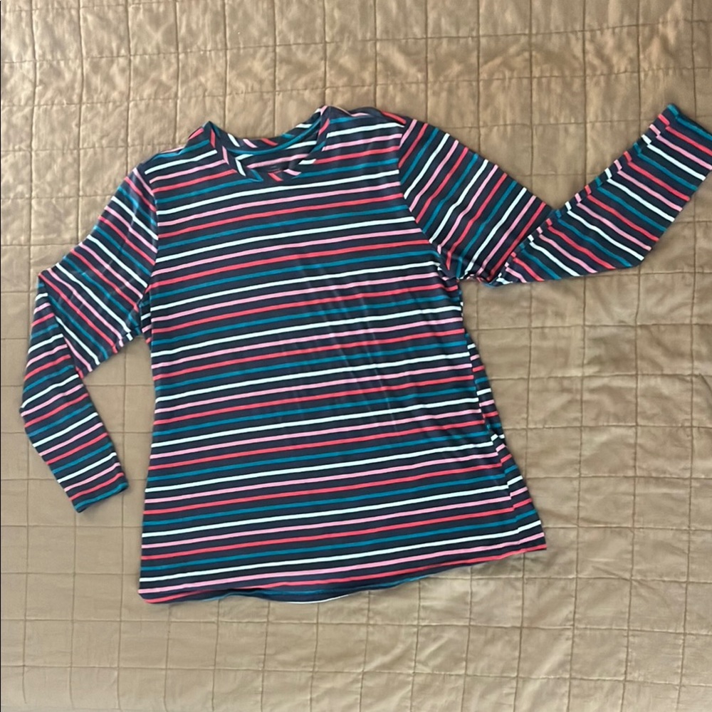 Blue and Pink Long Sleeve Striped Tee